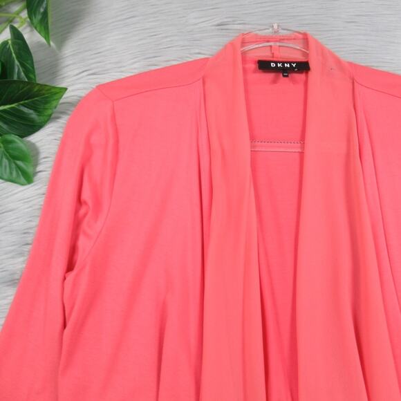 DKNY Jersey Knit Chiffon Open Front Cardigan Womens Size XS/S - Picture 2 of 11